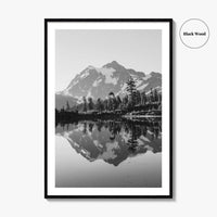 Washington State Black and White Fine Art Photo Print, Mount Shuksan Picture Lake Poster