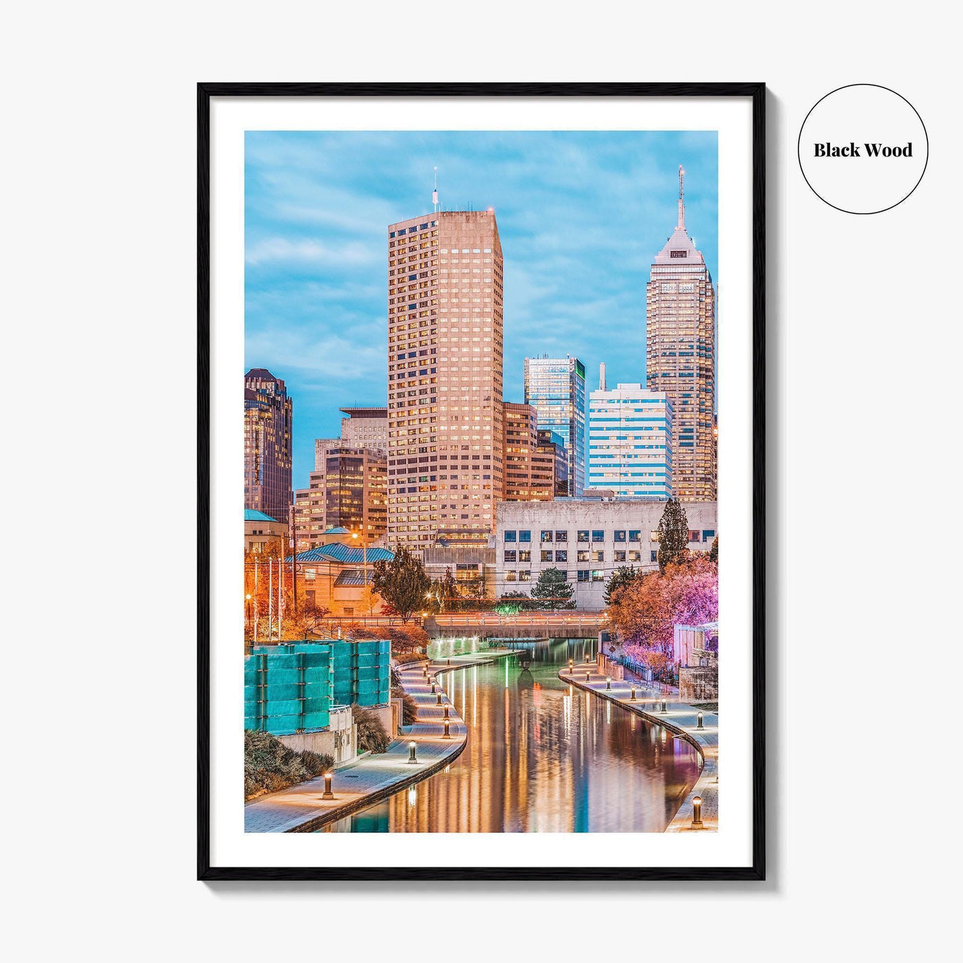 Indianapolis Skyline Fine Art Photo Print, Indiana, USA, Canal, Downtown, Poster, Wall Decor, Indy