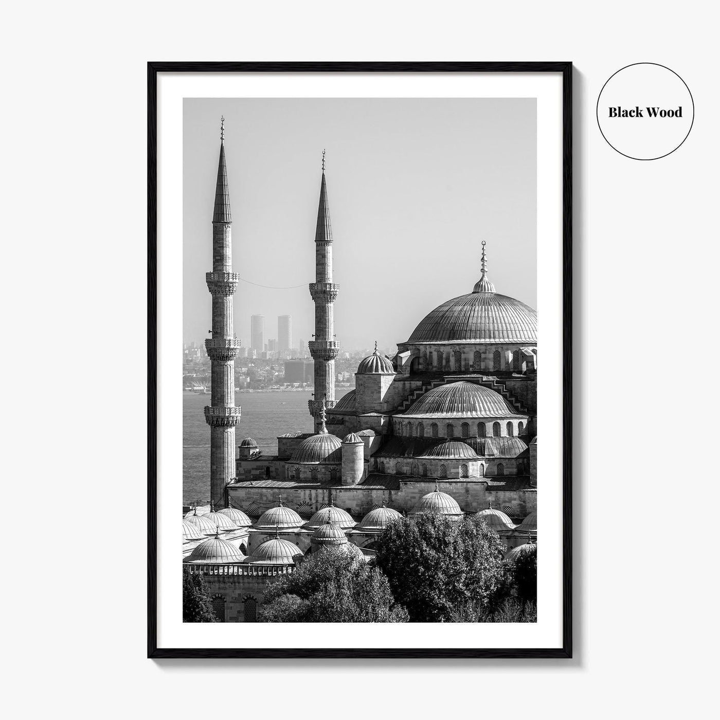 Istanbul Skyline Black and White Fine Art Photo Print, Blue Mosque, Bosphorus, Turkey Poster