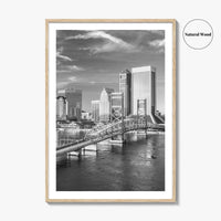 Jacksonville Skyline Black and White Fine Art Photo Print, Downtown, Florida Poster