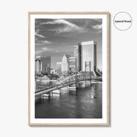 Jacksonville Skyline Black and White Fine Art Photo Print, Downtown, Florida Poster