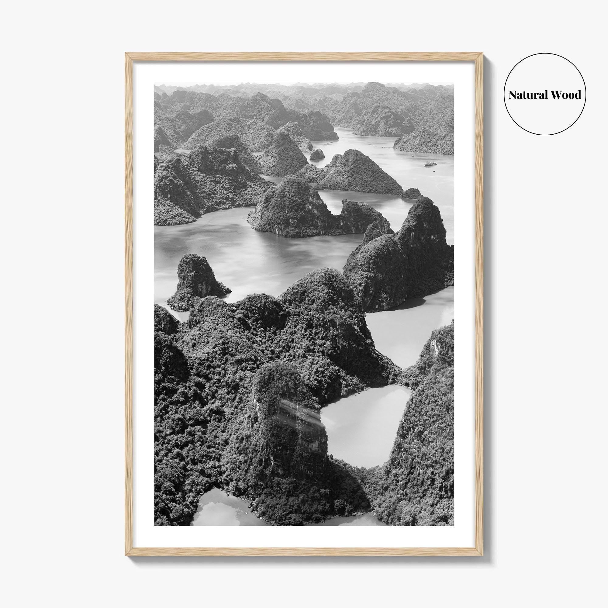 Ha Long Bay Black and White Fine Art Photo Print, Vietnam Poster