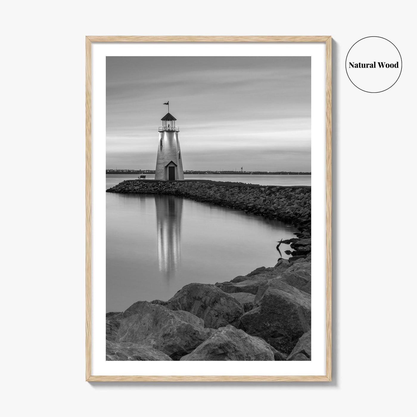 Oklahoma City Black and White Fine Art Photo Print, Lake Hefner Lighthouse, Oklahoma Poster