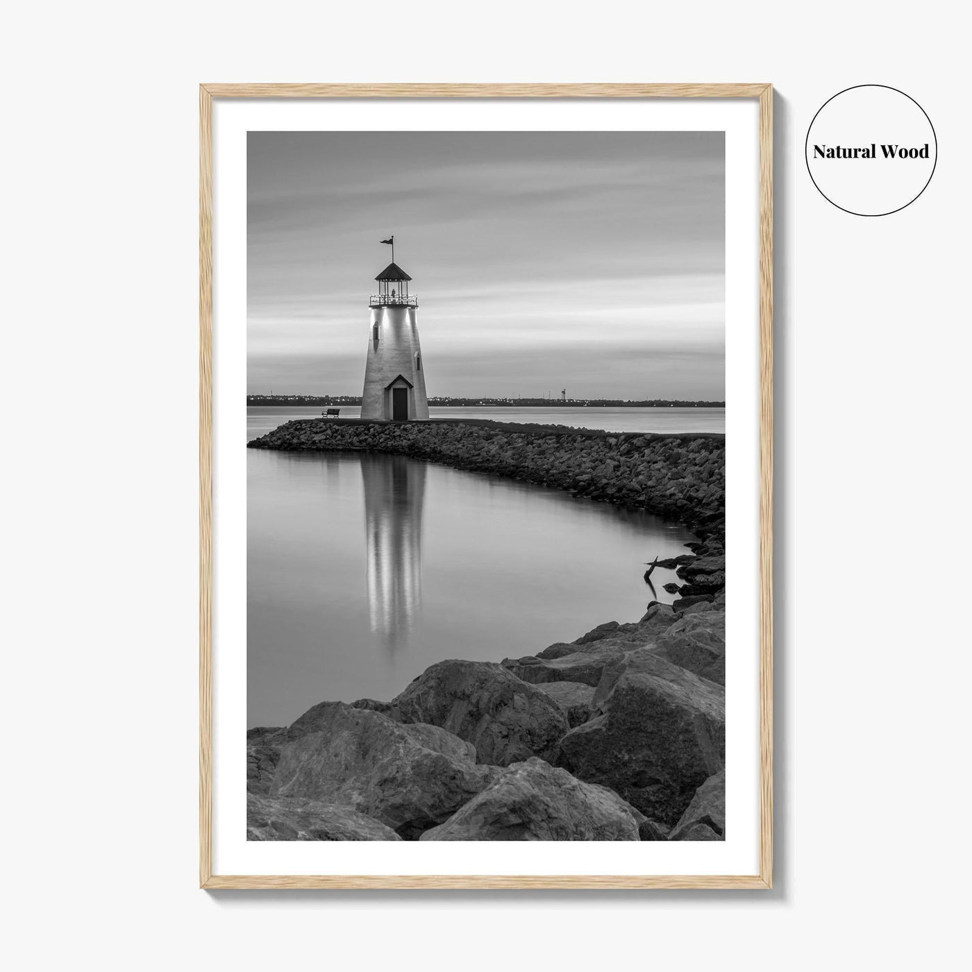 Oklahoma City Black and White Fine Art Photo Print, Lake Hefner Lighthouse, Oklahoma Poster