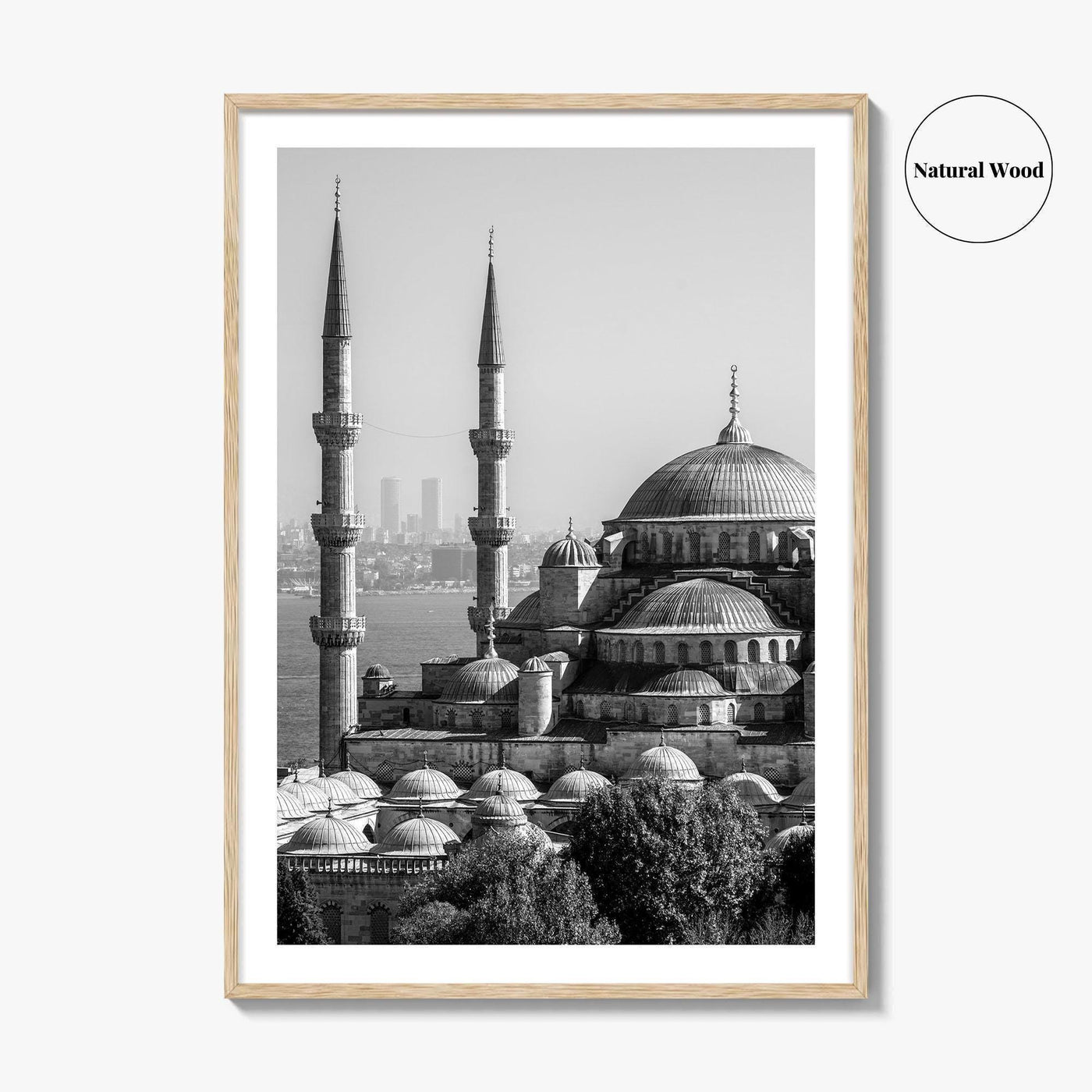 Istanbul Skyline Black and White Fine Art Photo Print, Blue Mosque, Bosphorus, Turkey Poster
