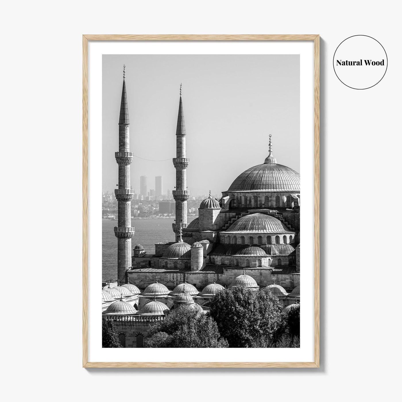 Istanbul Skyline Black and White Fine Art Photo Print, Blue Mosque, Bosphorus, Turkey Poster