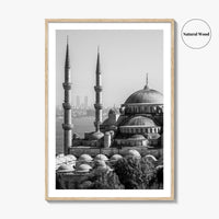 Istanbul Skyline Black and White Fine Art Photo Print, Blue Mosque, Bosphorus, Turkey Poster