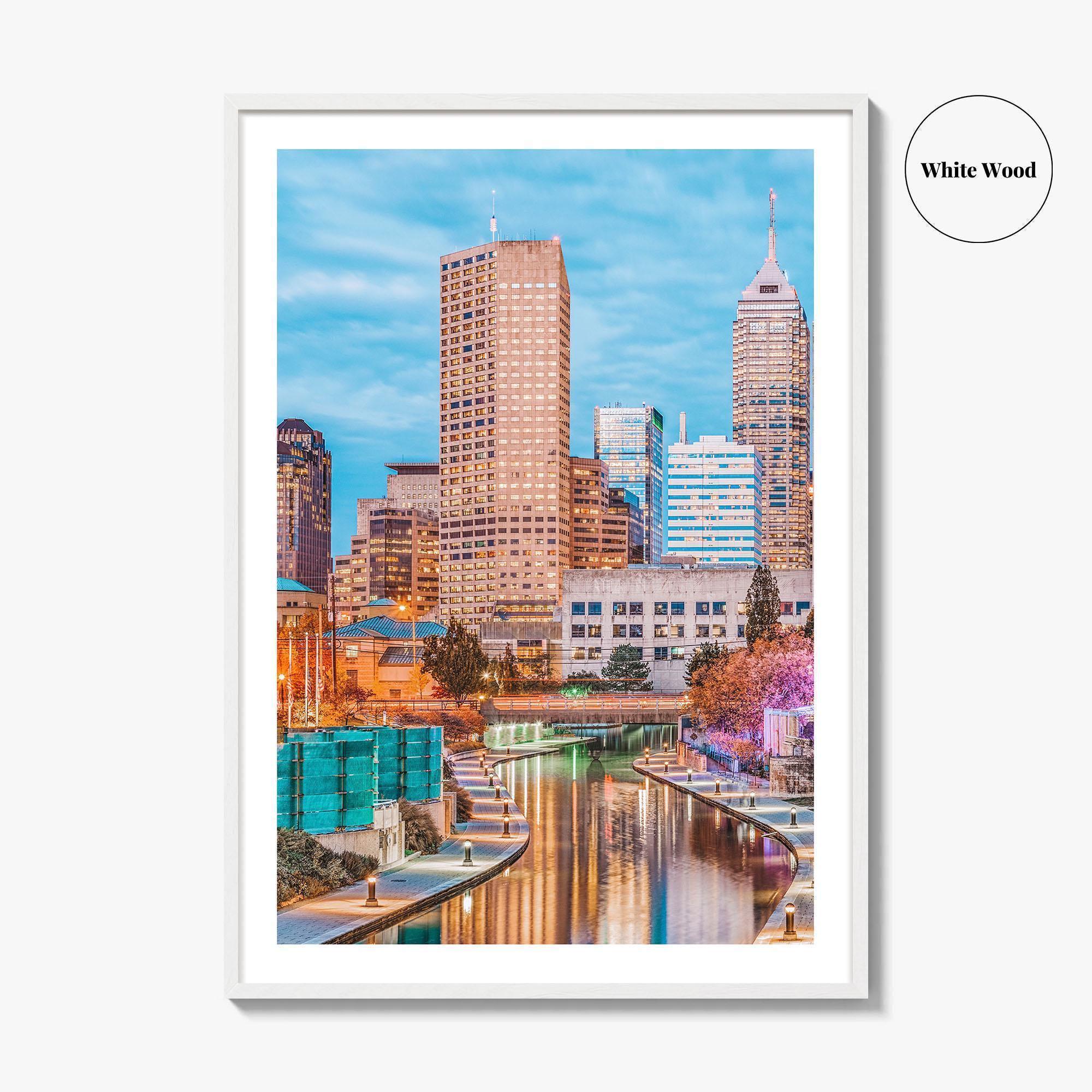 Indianapolis Skyline Fine Art Photo Print, Indiana, USA, Canal, Downtown, Poster, Wall Decor, Indy