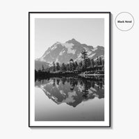 Washington State Black and White Fine Art Photo Print, Mount Shuksan Picture Lake Poster
