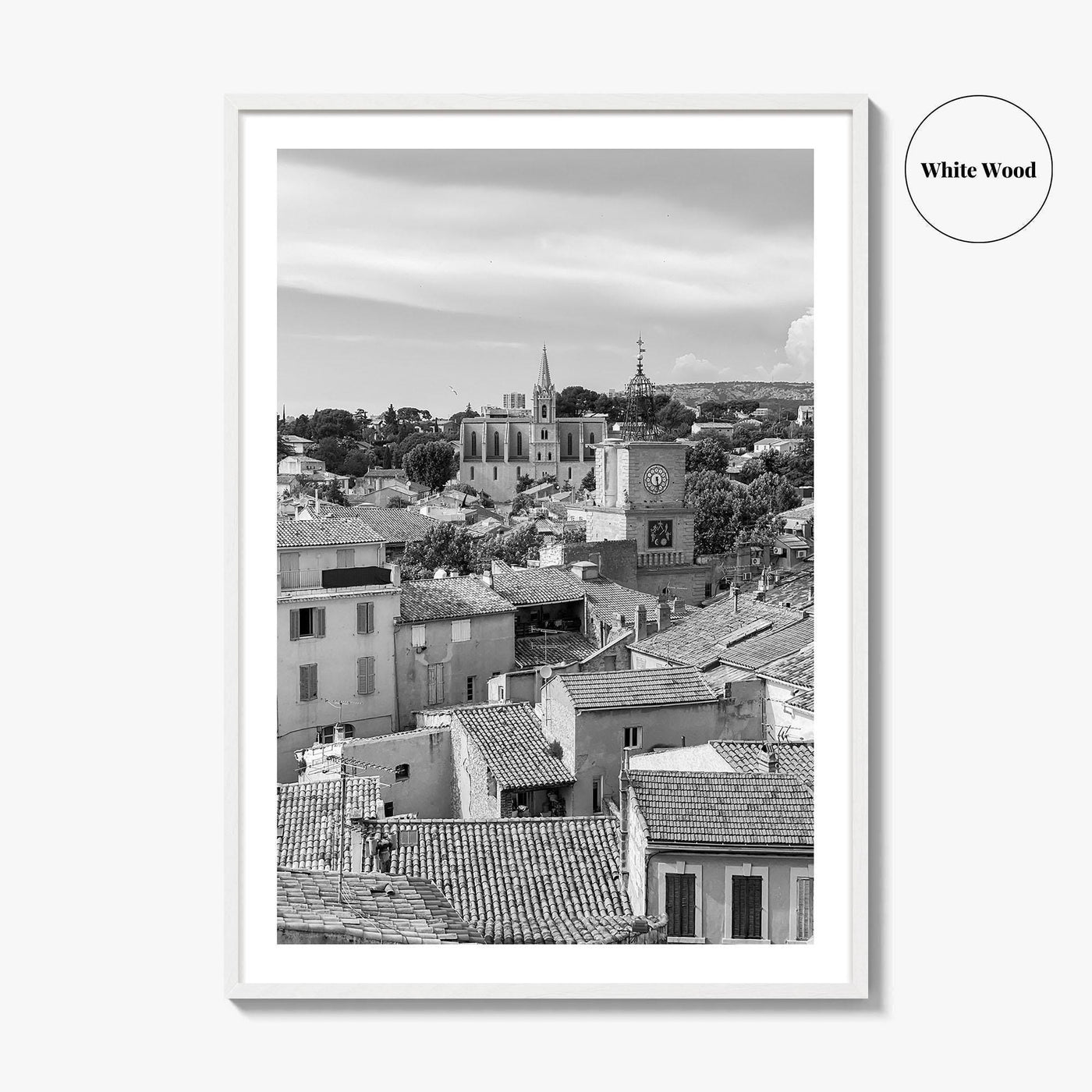 Salon de Provence Black and White Fine Art Photo Print, Tour de l'Horloge Poster