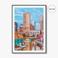 Indianapolis Skyline Fine Art Photo Print, Indiana, USA, Canal, Downtown, Poster, Wall Decor, Indy