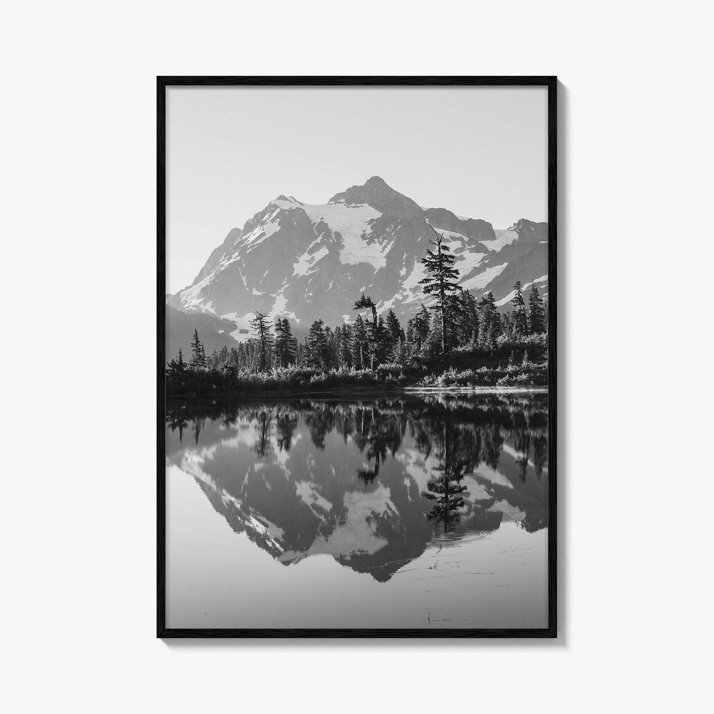 Washington State Black and White Fine Art Photo Print, Mount Shuksan Picture Lake Poster