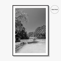 Coron Black and White Fine Art Photo Print, Palawan Philippines Wall Poster, Boat