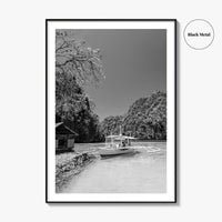 Coron Black and White Fine Art Photo Print, Palawan Philippines Wall Poster, Boat