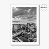 Greenville Skyline Black and White Fine Art Photo Print, South Carolina, SC Poster