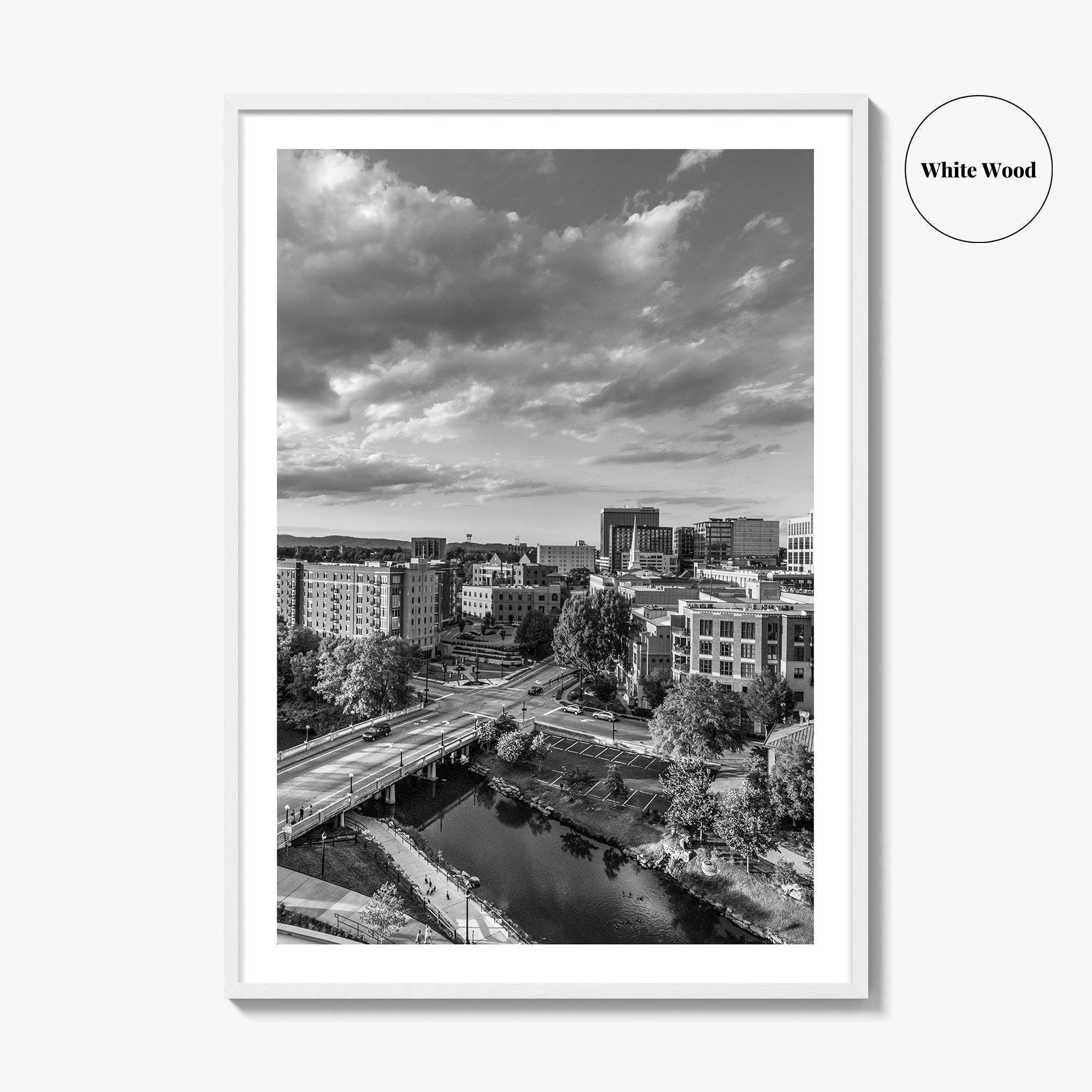 Greenville Skyline Black and White Fine Art Photo Print, South Carolina, SC Poster