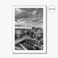 Greenville Skyline Black and White Fine Art Photo Print, South Carolina, SC Poster