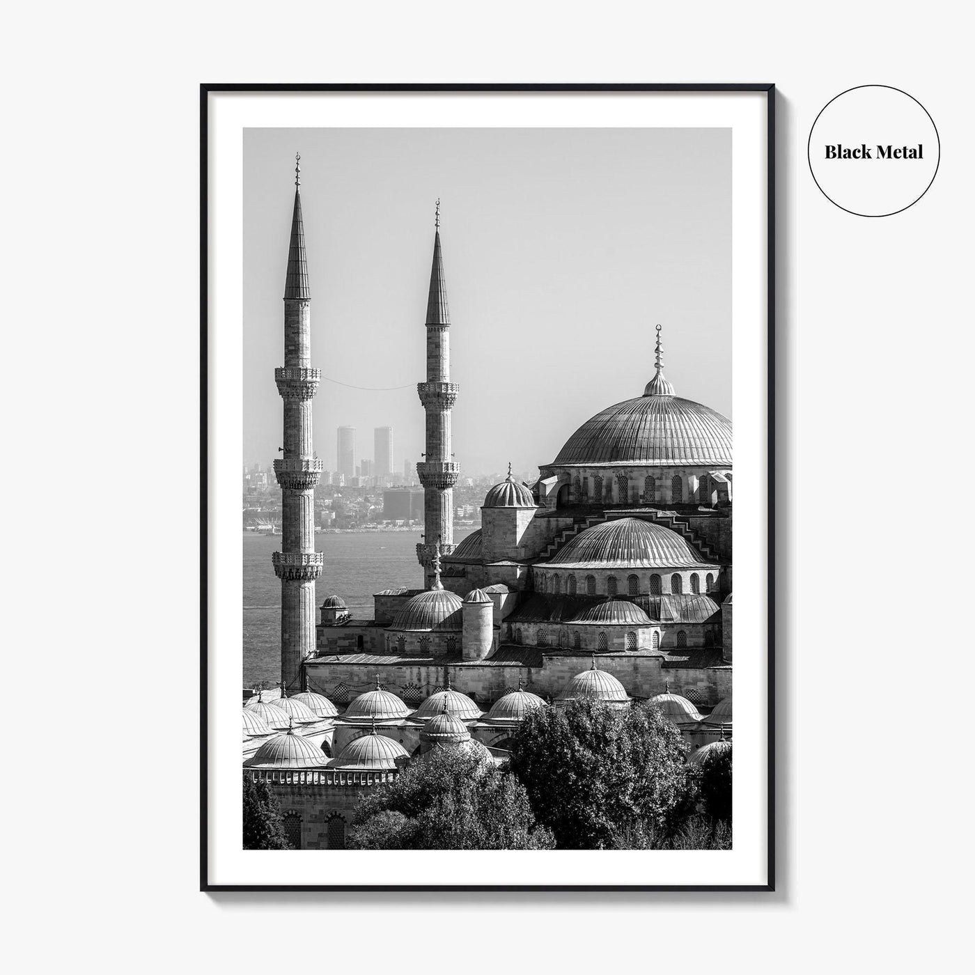 Istanbul Skyline Black and White Fine Art Photo Print, Blue Mosque, Bosphorus, Turkey Poster
