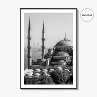 Istanbul Skyline Black and White Fine Art Photo Print, Blue Mosque, Bosphorus, Turkey Poster