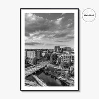 Greenville Skyline Black and White Fine Art Photo Print, South Carolina, SC Poster