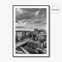 Greenville Skyline Black and White Fine Art Photo Print, South Carolina, SC Poster