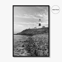 Montauk Lighthouse Black and White Fine Art Photo Print, Long Island New York, Poster