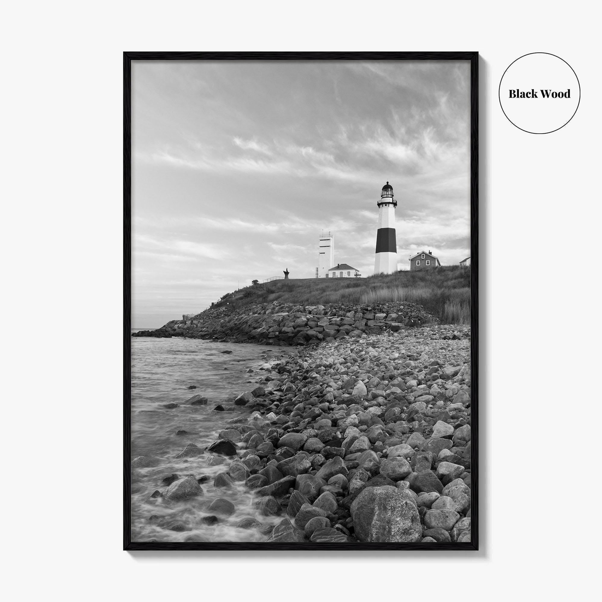 Montauk Lighthouse Black and White Fine Art Photo Print, Long Island New York, Poster