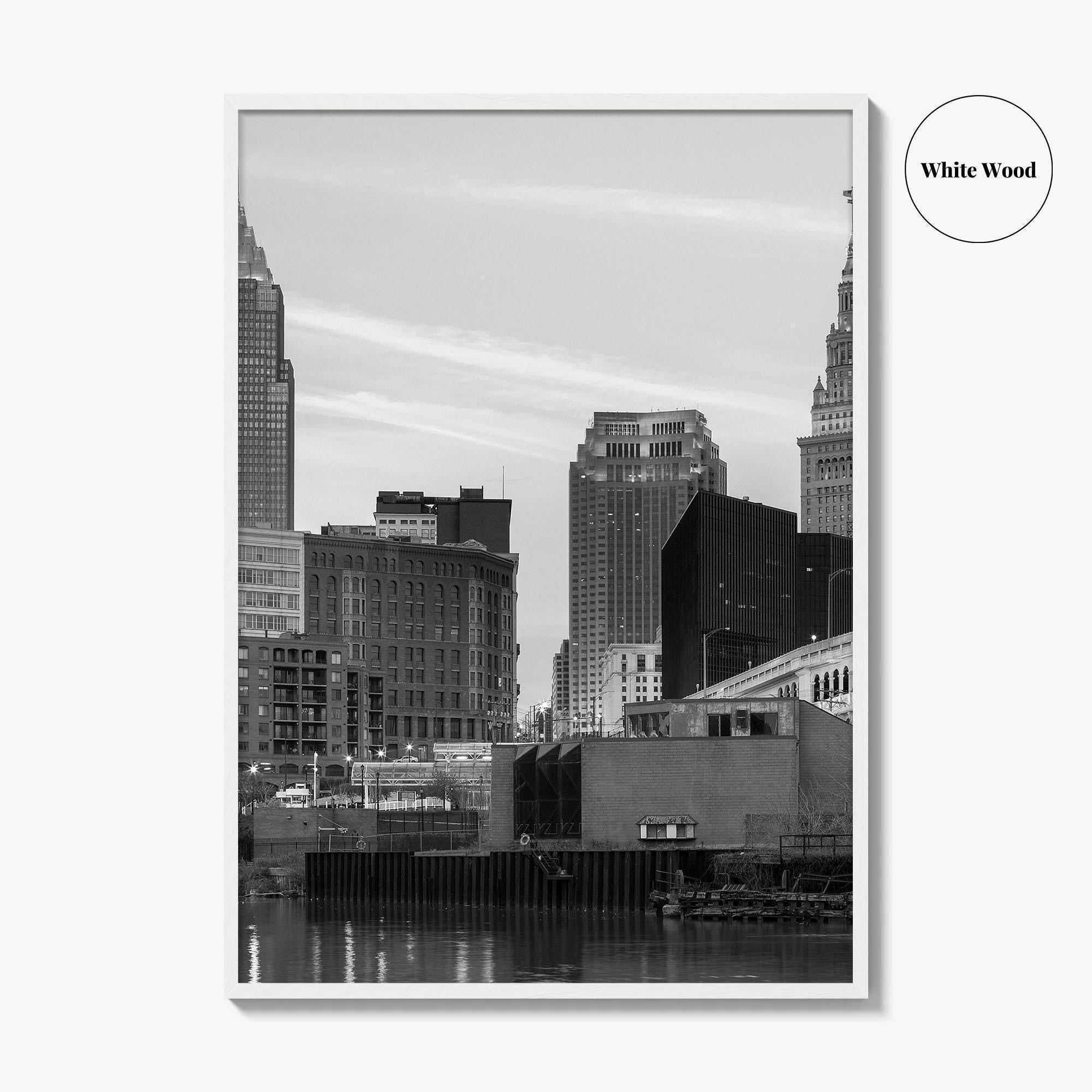 Cleveland Skyline Black and White Fine Art Photo Print, Downtown, Ohio USA Wall Poster