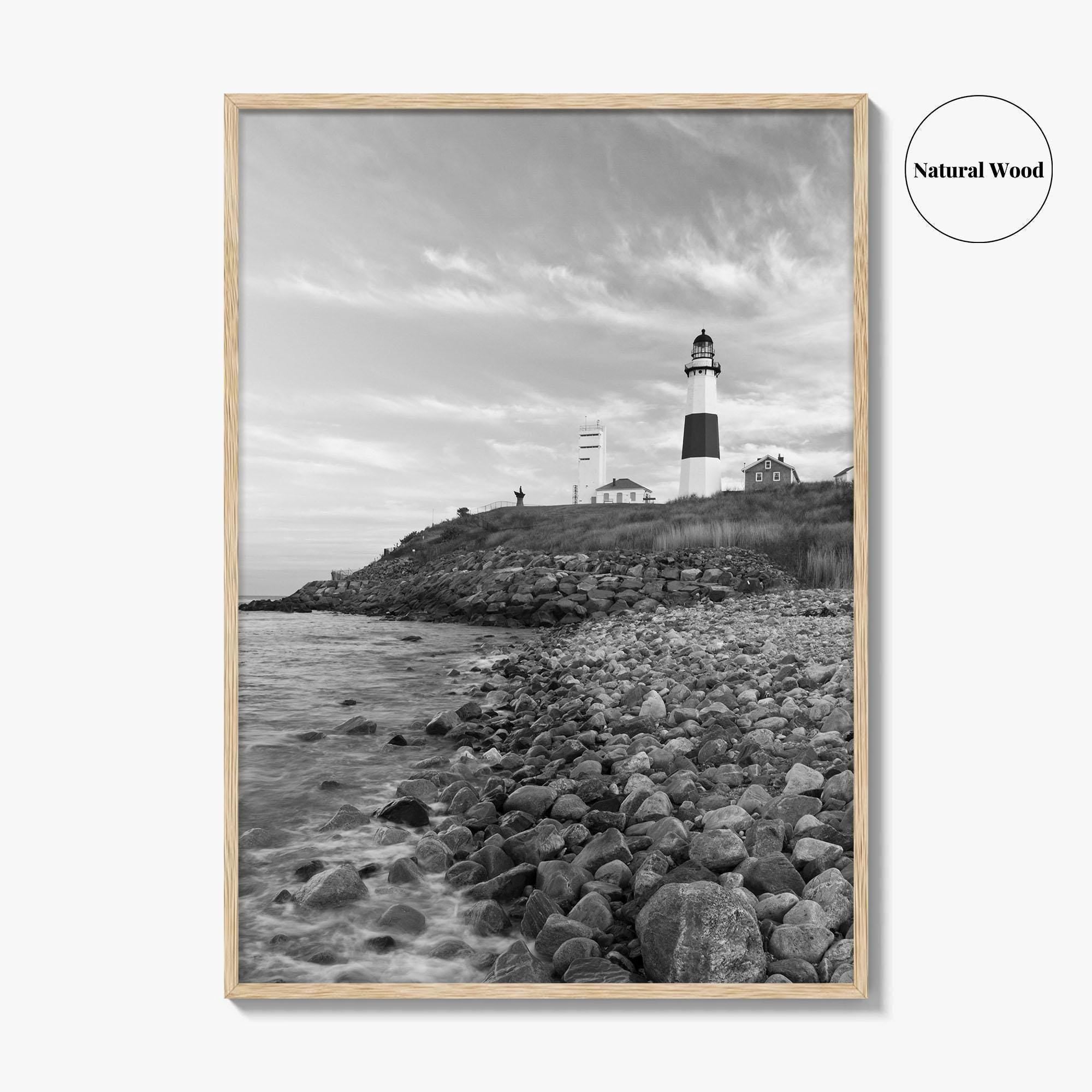 Montauk Lighthouse Black and White Fine Art Photo Print, Long Island New York, Poster