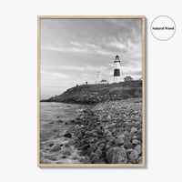 Montauk Lighthouse Black and White Fine Art Photo Print, Long Island New York, Poster