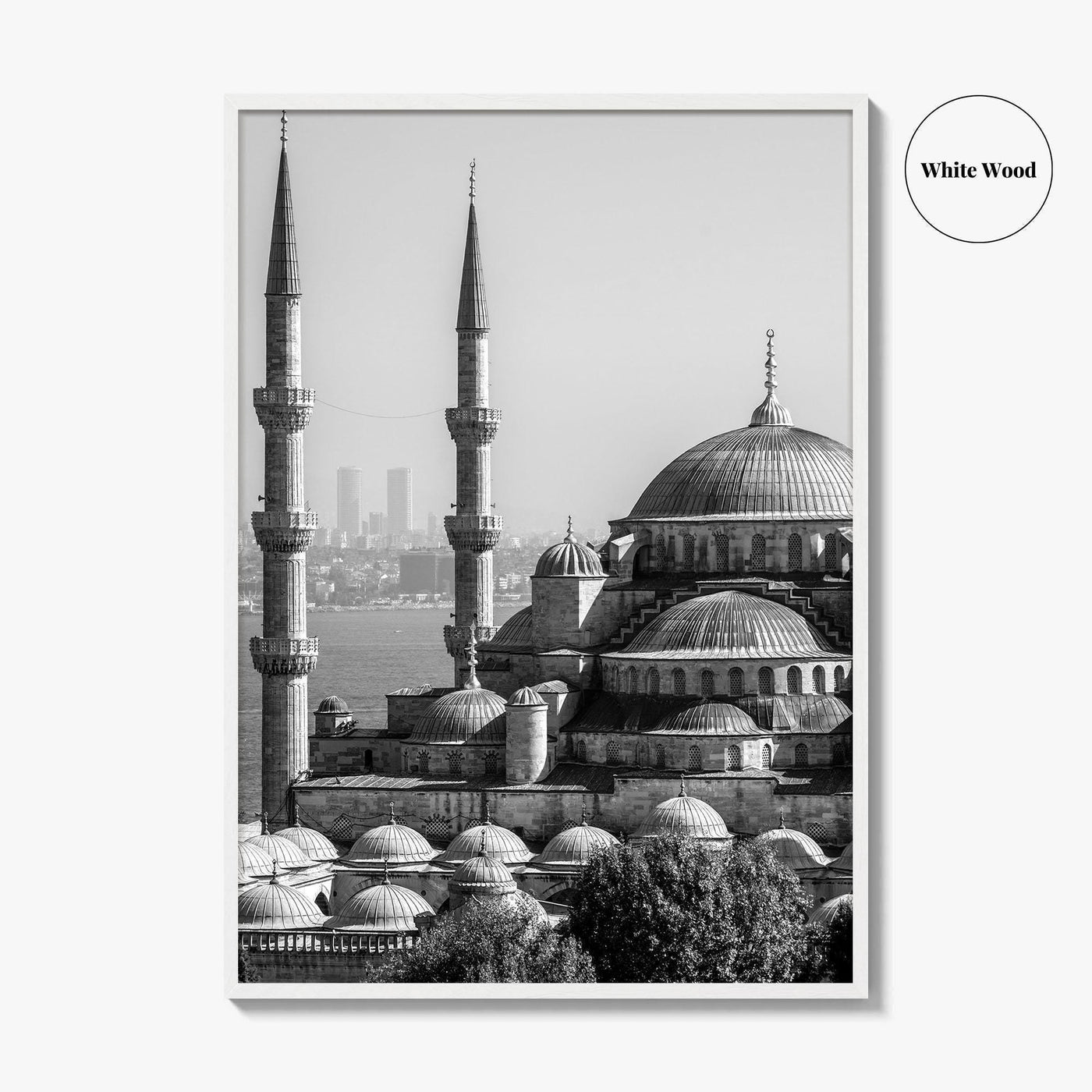 Istanbul Skyline Black and White Fine Art Photo Print, Blue Mosque, Bosphorus, Turkey Poster