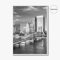 Jacksonville Skyline Black and White Fine Art Photo Print, Downtown, Florida Poster