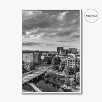 Greenville Skyline Black and White Fine Art Photo Print, South Carolina, SC Poster
