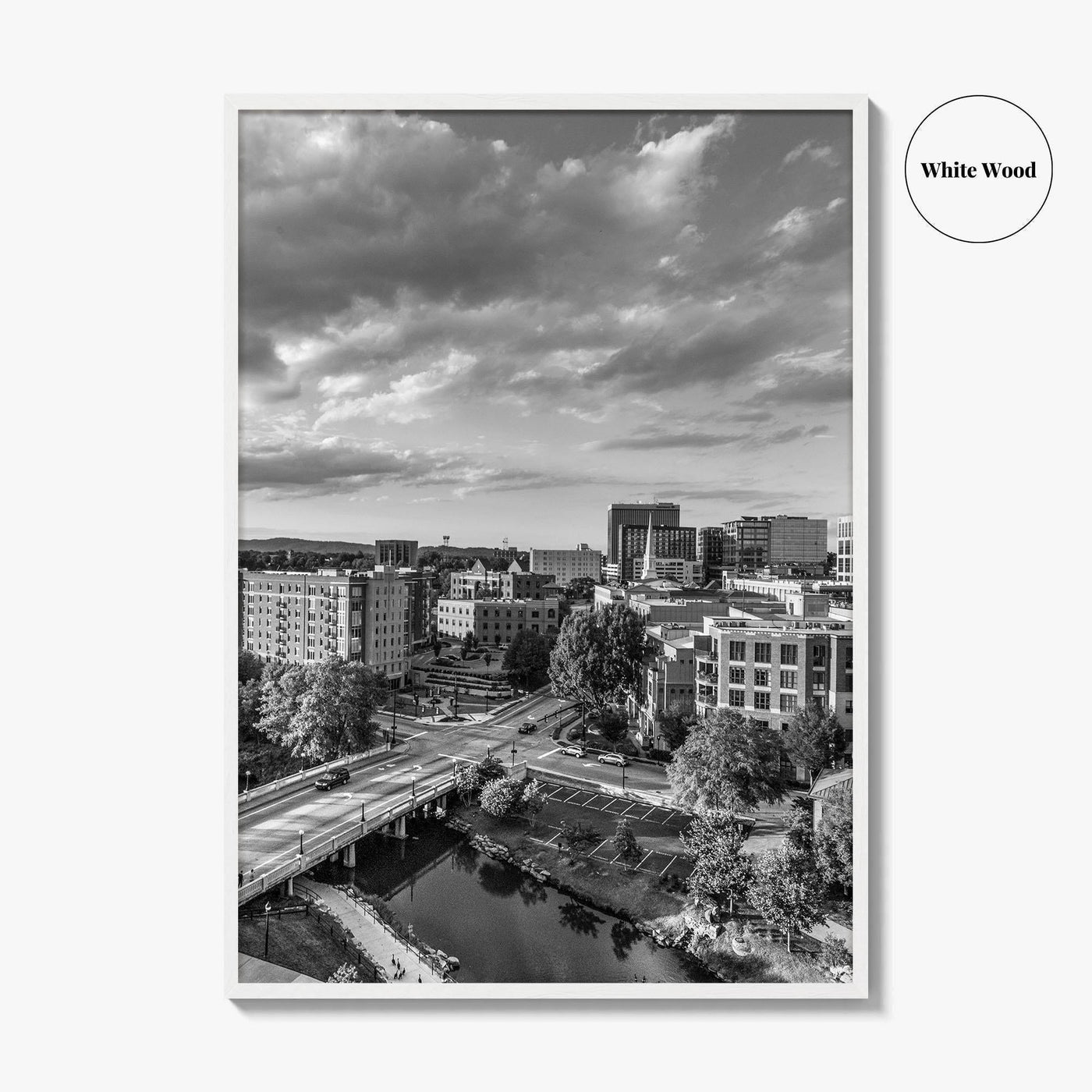 Greenville Skyline Black and White Fine Art Photo Print, South Carolina, SC Poster