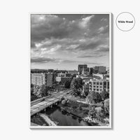 Greenville Skyline Black and White Fine Art Photo Print, South Carolina, SC Poster