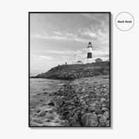 Montauk Lighthouse Black and White Fine Art Photo Print, Long Island New York, Poster