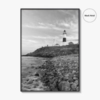 Montauk Lighthouse Black and White Fine Art Photo Print, Long Island New York, Poster
