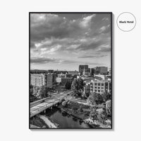 Greenville Skyline Black and White Fine Art Photo Print, South Carolina, SC Poster