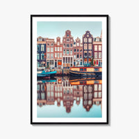 Amsterdam Fine Art Photo Print, Singel Canal, Netherlands Dutch Houses Houseboats Poster