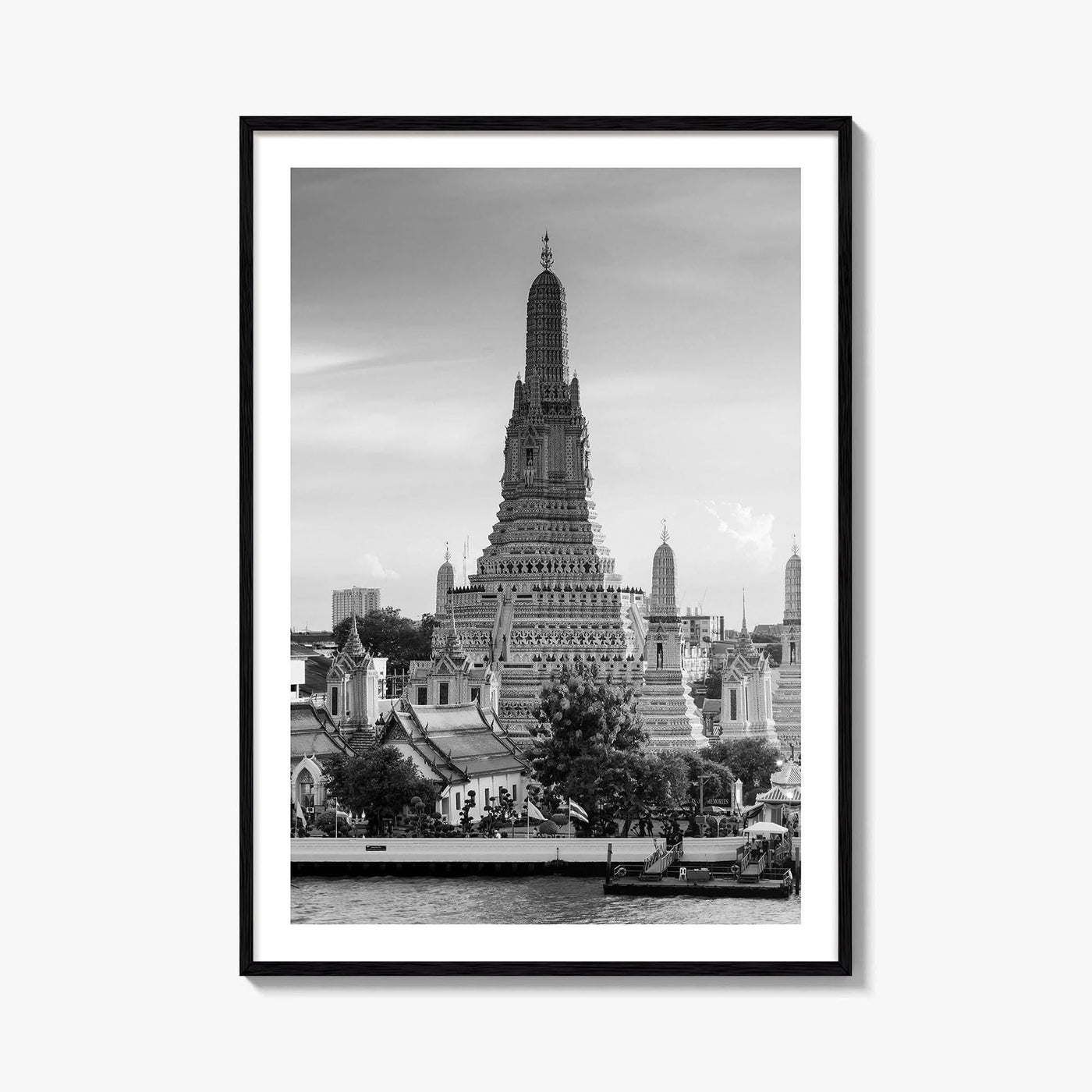 Bangkok Black and White Fine Art Photo Print, Wat Arun Temple Poster, Thailand Poster