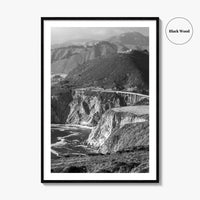Big Sur Black and White Fine Art Photo Print, Bixby Bridge, Highway 1 Poster