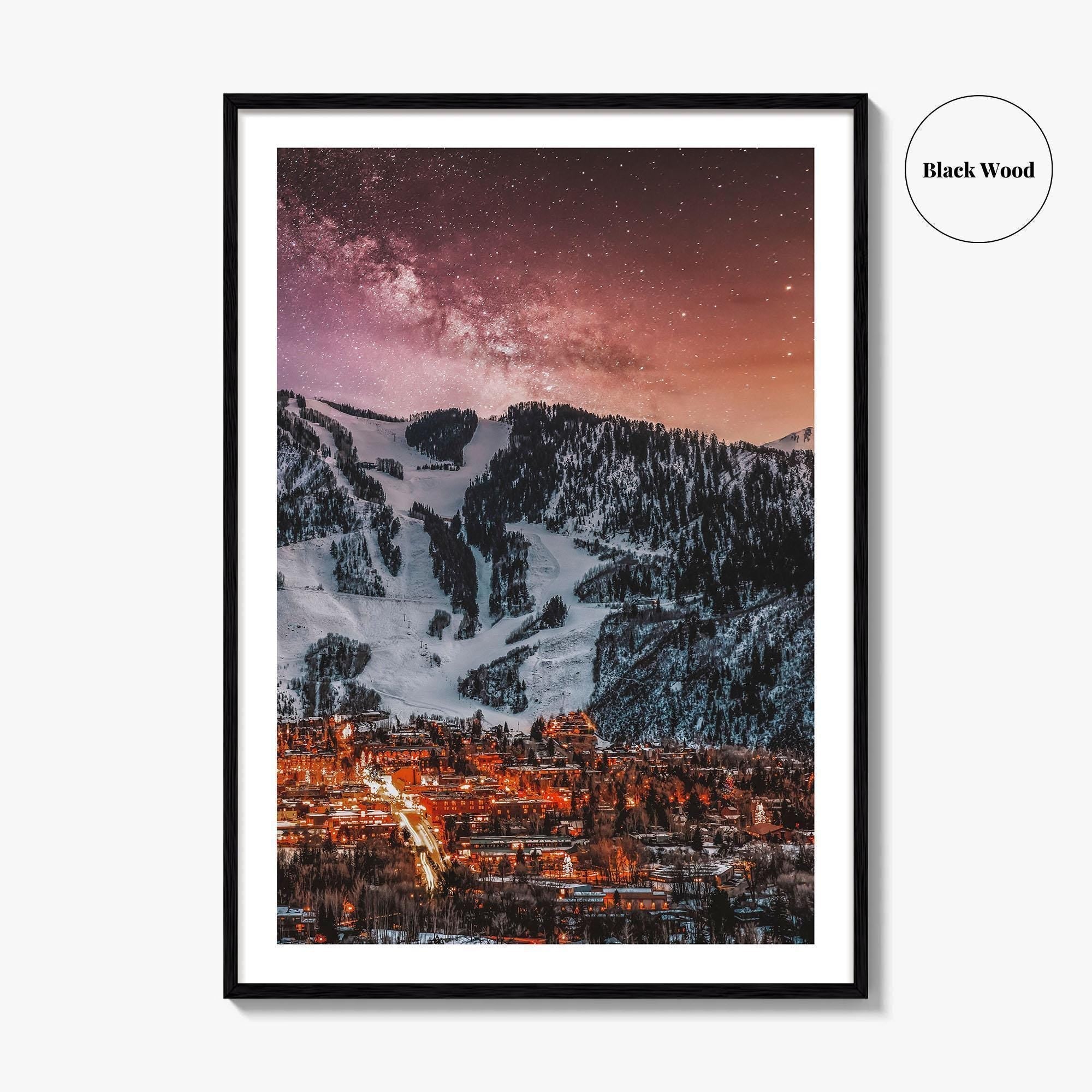 Aspen Skyline Fine Art Photo Print, City, Colorado, USA, Milky Way Wall Decor Poster