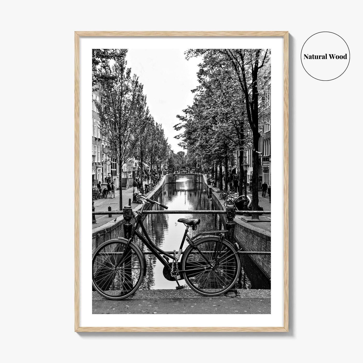 Amsterdam Black and White Fine Art Photo Print, Netherlands Wall Poster, Canal Bicycle Bridge