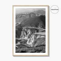 Big Sur Black and White Fine Art Photo Print, Bixby Bridge, Highway 1 Poster