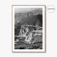 Big Sur Black and White Fine Art Photo Print, Bixby Bridge, Highway 1 Poster