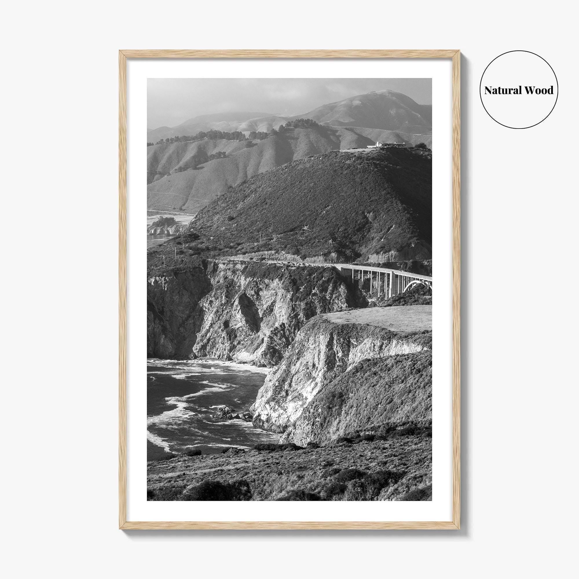 Big Sur Black and White Fine Art Photo Print, Bixby Bridge, Highway 1 Poster