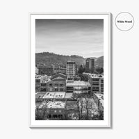 Asheville Skyline Black and White Fine Art Photo Print, Poster, North Carolina USA