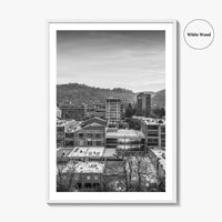 Asheville Skyline Black and White Fine Art Photo Print, Poster, North Carolina USA