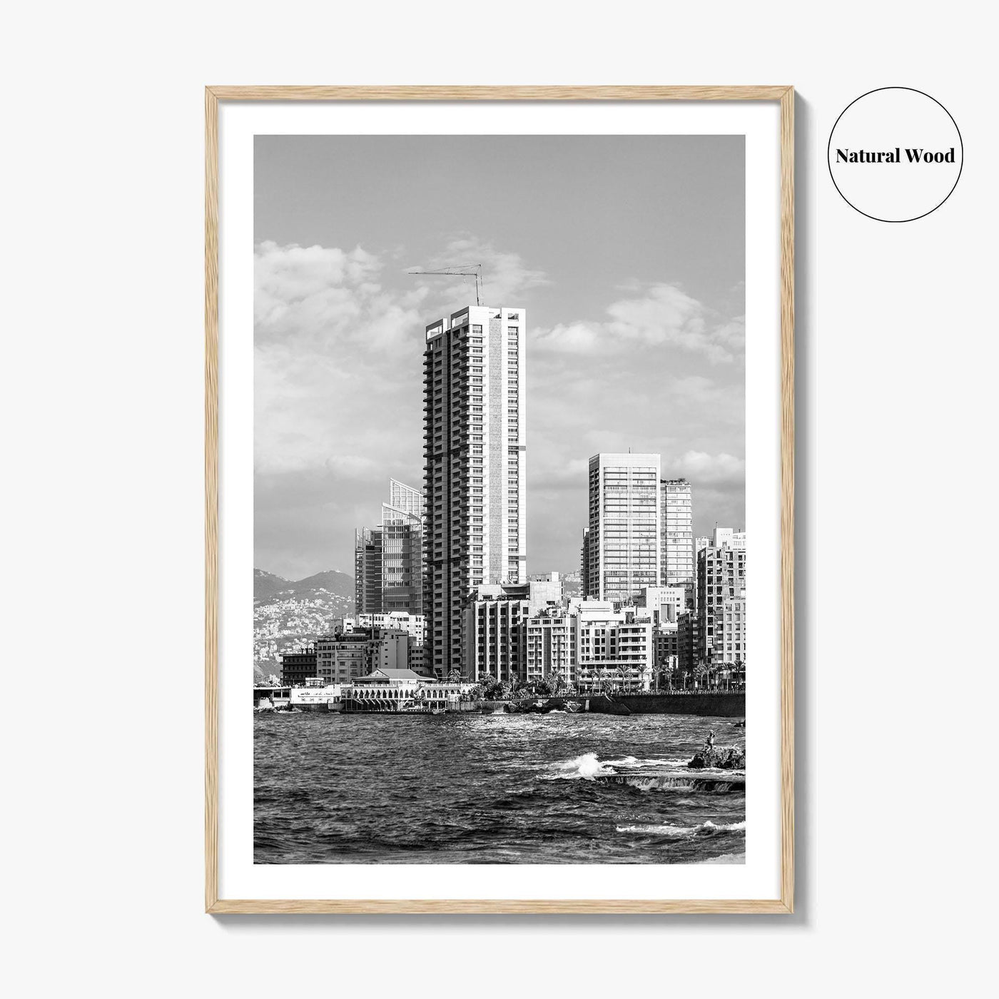 Beirut Black and White Fine Art Photo Print, The Corniche, Lebanon Wall Decor Poster