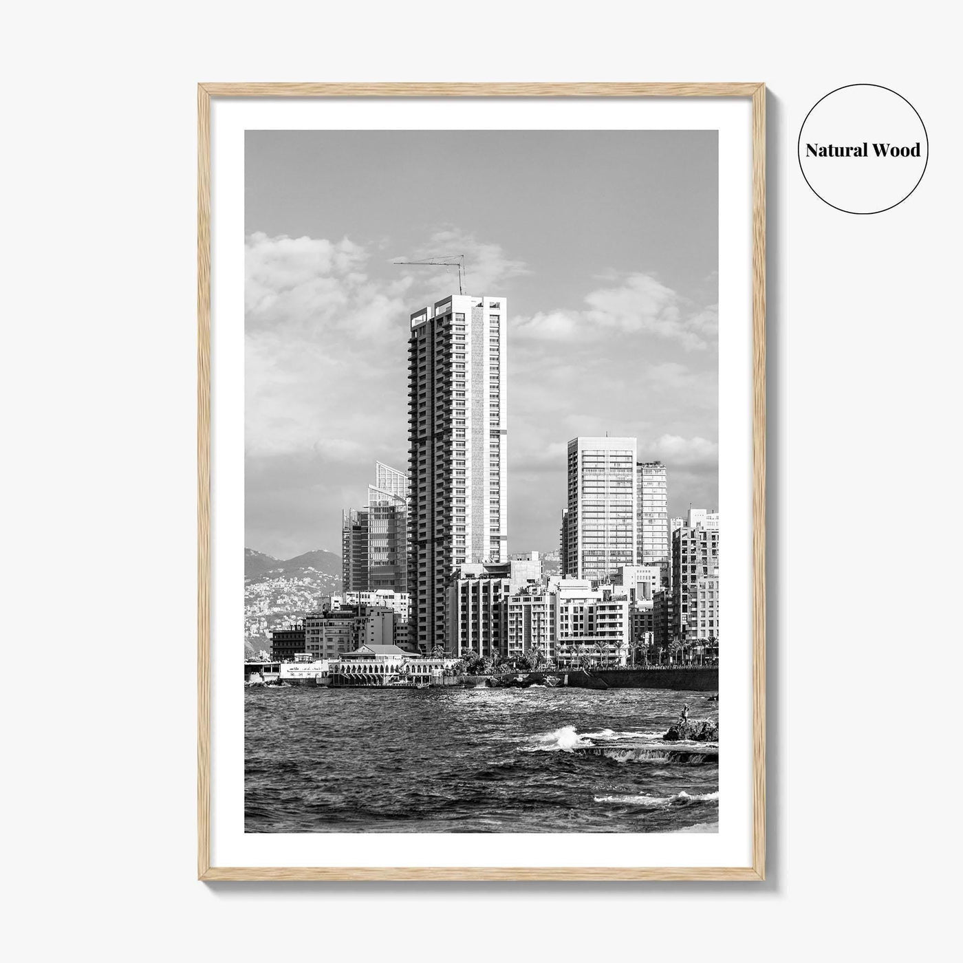 Beirut Black and White Fine Art Photo Print, The Corniche, Lebanon Wall Decor Poster